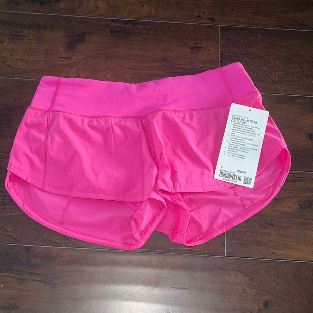 Lululemon Speed up shorts SONIC PINK SIZE 4